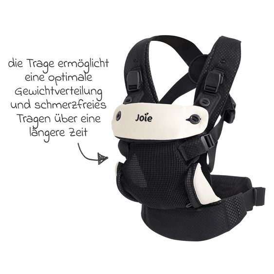 joie 3in1 Marsupio per neonati Savvy Lite Air per neonati da 3,5 kg a 14 kg con 3 posizioni di trasporto e tessuto a rete - Jet