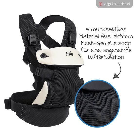 joie 3in1 Marsupio per neonati Savvy Lite Air per neonati da 3,5 kg a 14 kg con 3 posizioni di trasporto e tessuto a rete - Jet
