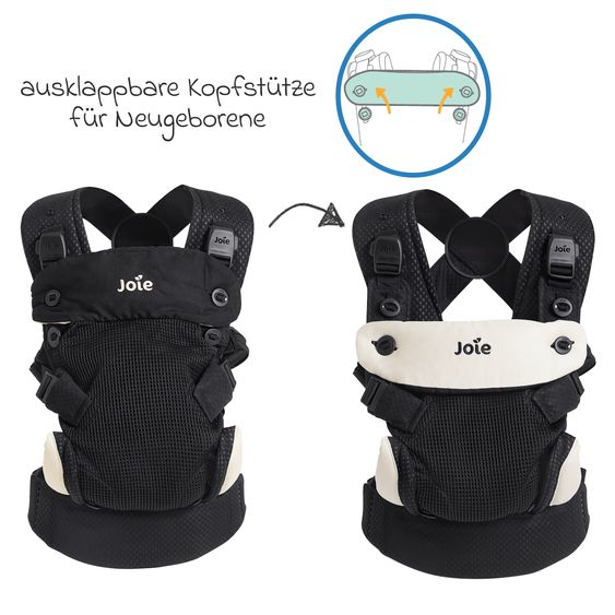 joie 3in1 Marsupio per neonati Savvy Lite Air per neonati da 3,5 kg a 14 kg con 3 posizioni di trasporto e tessuto a rete - Jet