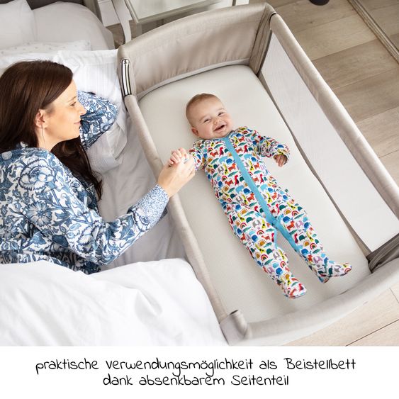 joie 3in1 co-sleeper, travel cot and bassinet Roomie Go usable from birth -9 kg incl. mattress, carrycot & harness system - Clay