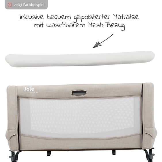 joie 3in1 co-sleeper, travel cot and bassinet Roomie Go usable from birth -9 kg incl. mattress, carrycot & harness system - Laurel