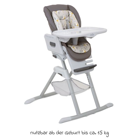 joie 3in1 Hochstuhl Mimzy Spin 3in1 ab Geburt nutzbar mit 360° drehbarem Sitz, flache Liegeposition, Tablett und Snacktablett - Geometric Mountain