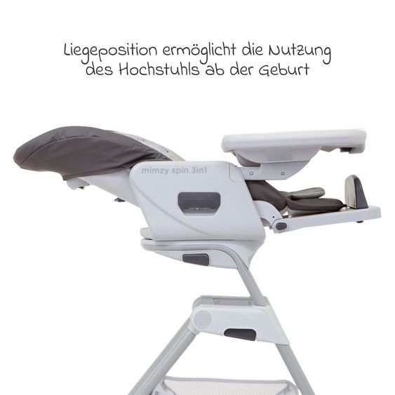 joie 3in1 Hochstuhl Mimzy Spin 3in1 ab Geburt nutzbar mit 360° drehbarem Sitz, flache Liegeposition, Tablett und Snacktablett - Geometric Mountain