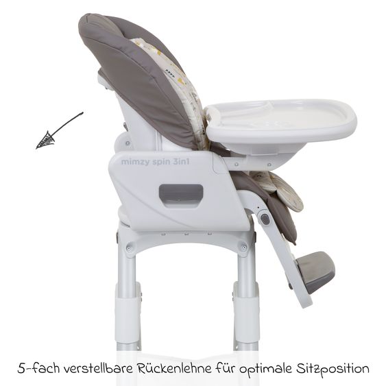 joie 3in1 Hochstuhl Mimzy Spin 3in1 ab Geburt nutzbar mit 360° drehbarem Sitz, flache Liegeposition, Tablett und Snacktablett - Geometric Mountain