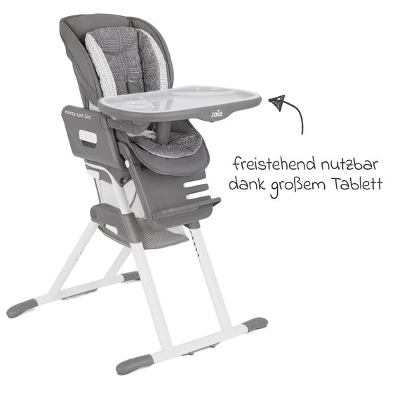 joie 3in1 highchair Mimzy Spin 3in1 usable from birth with 360° swivel seat, flat reclining position, tray and snack tray - Tile