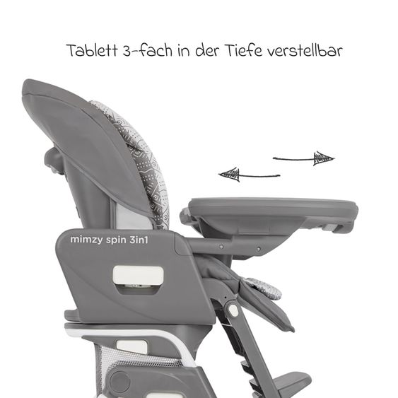 joie 3in1 highchair Mimzy Spin 3in1 usable from birth with 360° swivel seat, flat reclining position, tray and snack tray - Tile