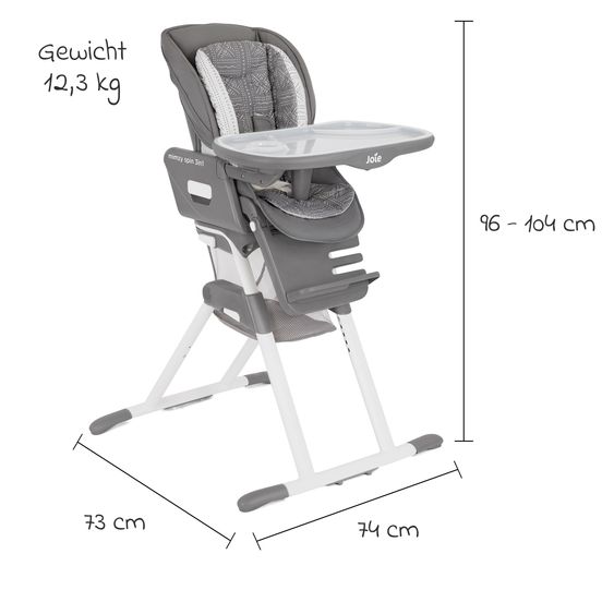 joie 3in1 highchair Mimzy Spin 3in1 usable from birth with 360° swivel seat, flat reclining position, tray and snack tray - Tile