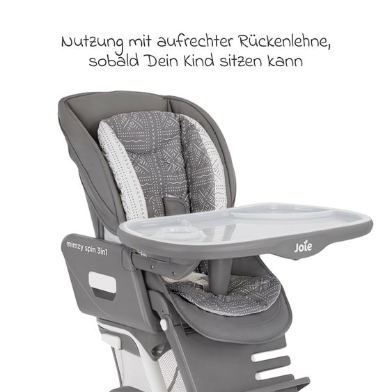 joie 3in1 highchair Mimzy Spin 3in1 usable from birth with 360° swivel seat, flat reclining position, tray and snack tray - Tile