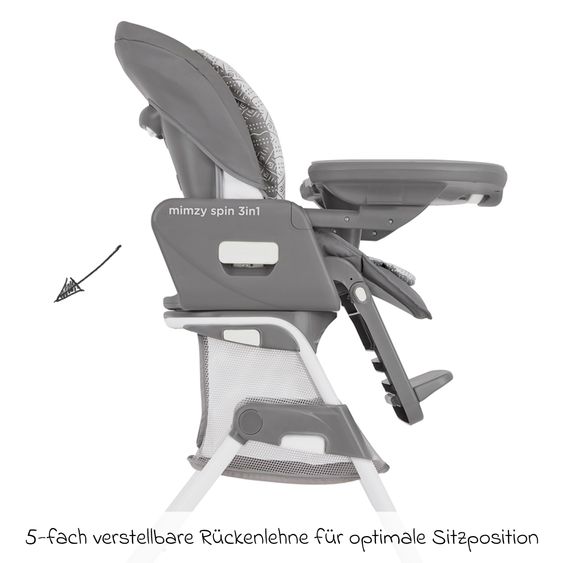 joie 3in1 highchair Mimzy Spin 3in1 usable from birth with 360° swivel seat, flat reclining position, tray and snack tray - Tile