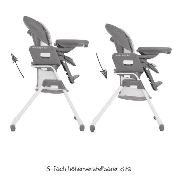 joie 3in1 highchair Mimzy Spin 3in1 usable from birth with 360° swivel seat, flat reclining position, tray and snack tray - Tile