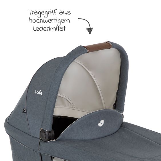 joie 3in1 Kombi-Kinderwagen-Set Chrome DLX bis 22 kg belastbar mit umsetzbarer Sitzeinheit, Teleskopschieber, Babywanne, Babyschale i-Snug 2, Adapter, Kniedecke & Regenschutz - Moonlight