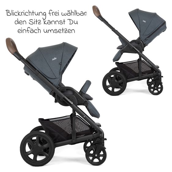 joie 3in1 Kombi-Kinderwagen-Set Chrome DLX bis 22 kg belastbar mit umsetzbarer Sitzeinheit, Teleskopschieber, Babywanne, Babyschale i-Snug 2, Adapter, Kniedecke & Regenschutz - Moonlight