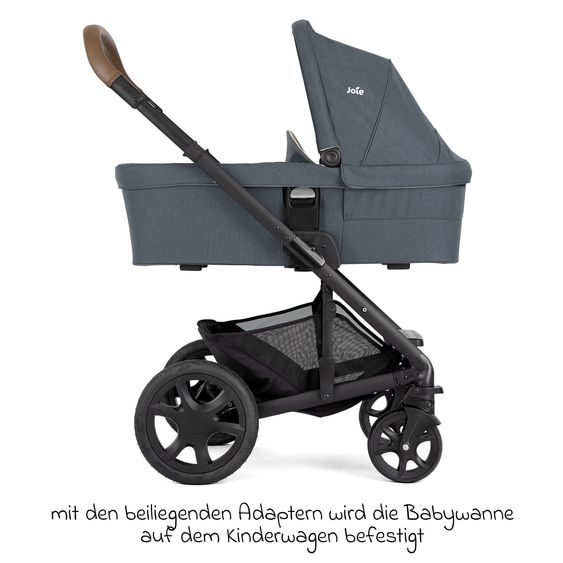 joie 3in1 Kombi-Kinderwagen-Set Chrome DLX bis 22 kg belastbar mit umsetzbarer Sitzeinheit, Teleskopschieber, Babywanne, Babyschale i-Snug 2, Adapter, Kniedecke & Regenschutz - Moonlight