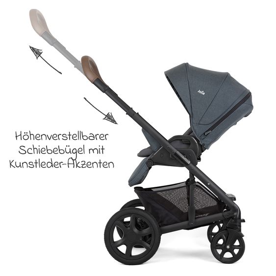 joie 3in1 Kombi-Kinderwagen-Set Chrome DLX bis 22 kg belastbar mit umsetzbarer Sitzeinheit, Teleskopschieber, Babywanne, Babyschale i-Snug 2, Adapter, Kniedecke & Regenschutz - Moonlight