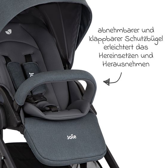 joie 3in1 Kombi-Kinderwagen-Set Chrome DLX bis 22 kg belastbar mit umsetzbarer Sitzeinheit, Teleskopschieber, Babywanne, Babyschale i-Snug 2, Adapter, Kniedecke & Regenschutz - Moonlight