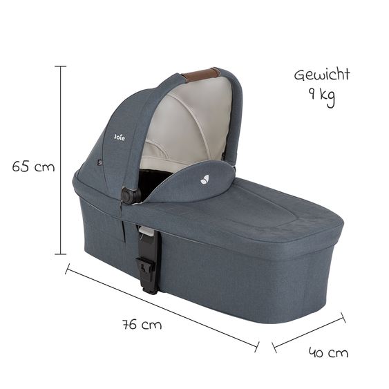 joie 3in1 Kombi-Kinderwagen-Set Chrome DLX bis 22 kg belastbar mit umsetzbarer Sitzeinheit, Teleskopschieber, Babywanne, Babyschale i-Snug 2, Adapter, Kniedecke & Regenschutz - Moonlight