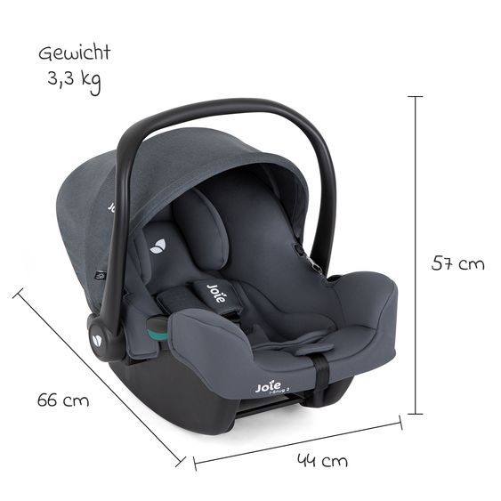 joie 3in1 Kombi-Kinderwagen-Set Chrome DLX bis 22 kg belastbar mit umsetzbarer Sitzeinheit, Teleskopschieber, Babywanne, Babyschale i-Snug 2, Adapter, Kniedecke & Regenschutz - Moonlight