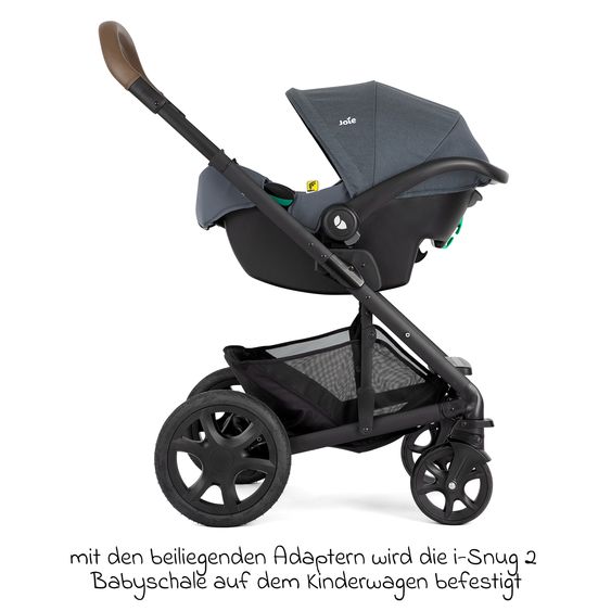 joie 3in1 Kombi-Kinderwagen-Set Chrome DLX bis 22 kg belastbar mit umsetzbarer Sitzeinheit, Teleskopschieber, Babywanne, Babyschale i-Snug 2, Adapter, Kniedecke & Regenschutz - Moonlight