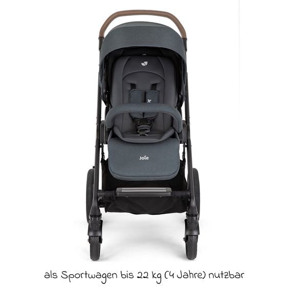 joie 3in1 Kombi-Kinderwagen-Set Chrome DLX bis 22 kg belastbar mit umsetzbarer Sitzeinheit, Teleskopschieber, Babywanne, Babyschale i-Snug 2, Adapter, Kniedecke & Regenschutz - Moonlight