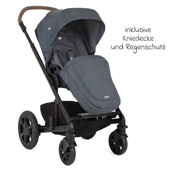 joie 3in1 Kombi-Kinderwagen-Set Chrome DLX bis 22 kg belastbar mit umsetzbarer Sitzeinheit, Teleskopschieber, Babywanne, Babyschale i-Snug 2, Adapter, Kniedecke & Regenschutz - Moonlight