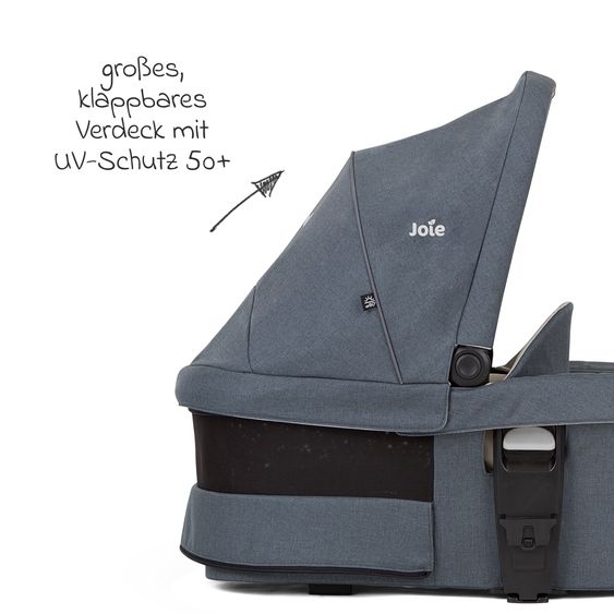 joie 3in1 Kombi-Kinderwagen-Set Chrome DLX bis 22 kg belastbar mit umsetzbarer Sitzeinheit, Teleskopschieber, Babywanne, Babyschale i-Snug 2, Adapter, Kniedecke & Regenschutz - Moonlight