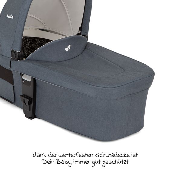 joie 3in1 Kombi-Kinderwagen-Set Chrome DLX bis 22 kg belastbar mit umsetzbarer Sitzeinheit, Teleskopschieber, Babywanne, Babyschale i-Snug 2, Adapter, Kniedecke & Regenschutz - Moonlight