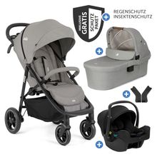 3in1 Kombi-Kinderwagen-Set Litetrax bis 22 kg belastbar mit Schieber-Ablagefach, Babyschale SnugLite, Babywanne Ramble XL, Adapter & Zubehörpaket - Pebble