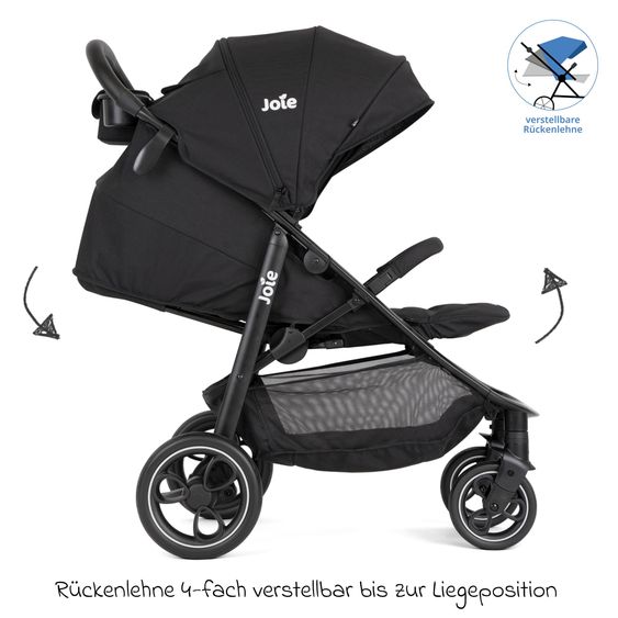 joie 3in1 Kombi-Kinderwagen-Set Litetrax bis 22 kg belastbar mit Schieber-Ablagefach, Babyschale SnugLite, Babywanne Ramble XL, Adapter & Zubehörpaket - Shale