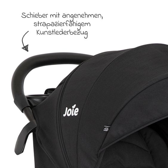 joie 3in1 Kombi-Kinderwagen-Set Litetrax bis 22 kg belastbar mit Schieber-Ablagefach, Babyschale SnugLite, Babywanne Ramble XL, Adapter & Zubehörpaket - Shale