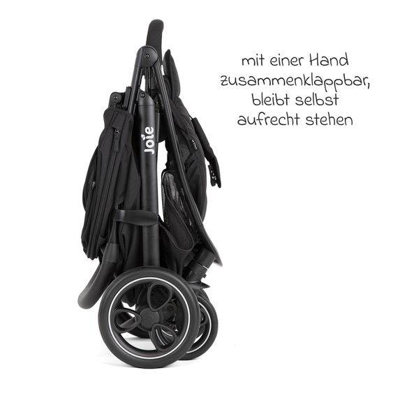 joie 3in1 Kombi-Kinderwagen-Set Litetrax bis 22 kg belastbar mit Schieber-Ablagefach, Babyschale SnugLite, Babywanne Ramble XL, Adapter & Zubehörpaket - Shale