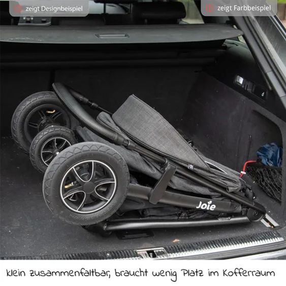 joie 3in1 Kombi-Kinderwagen-Set Litetrax bis 22 kg belastbar mit Schieber-Ablagefach, Babyschale SnugLite, Babywanne Ramble XL, Adapter & Zubehörpaket - Shale