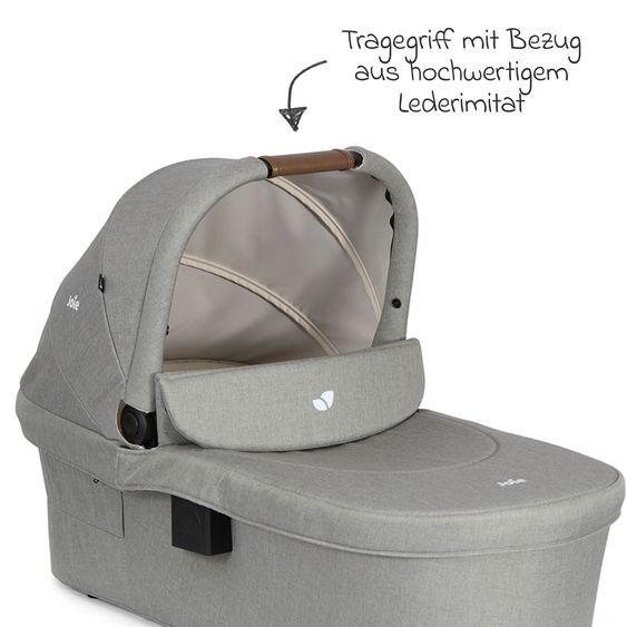 joie 3in1 Kombi-Kinderwagen-Set Versatrax bis 22 kg belastbar mit Babywanne Ramble XL, Babyschale i-Gemm 3, Adapter & Zubehörpaket - Pebble