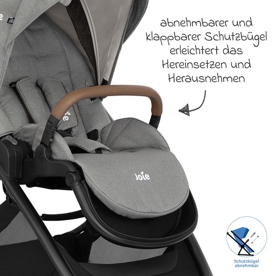 joie 3in1 Kombi-Kinderwagen-Set Versatrax bis 22 kg belastbar mit Babywanne Ramble XL, Babyschale i-Gemm 3, Adapter & Zubehörpaket - Pebble