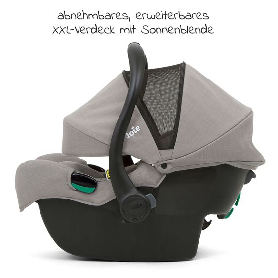 joie 3in1 Kombi-Kinderwagen-Set Versatrax bis 22 kg belastbar mit Babywanne Ramble XL, Babyschale i-Gemm 3, Adapter & Zubehörpaket - Pebble