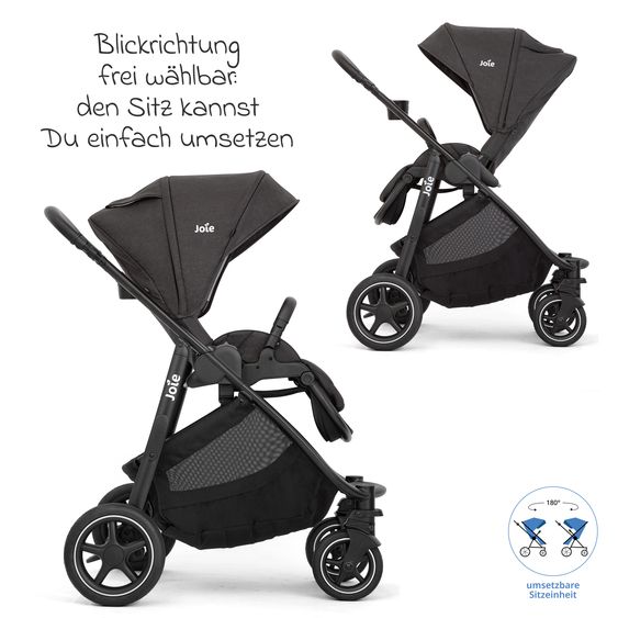 joie 3in1 Kombi-Kinderwagen-Set Versatrax bis 22 kg belastbar mit Babywanne Ramble XL, Babyschale i-Gemm 3, Adapter & Zubehörpaket - Shale
