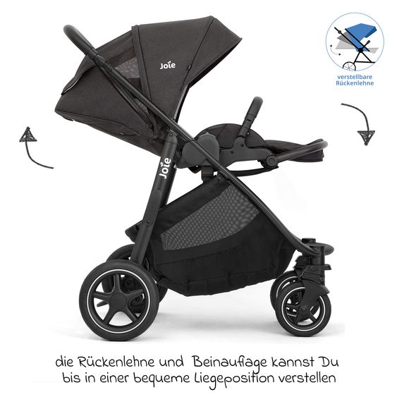 joie 3in1 Kombi-Kinderwagen-Set Versatrax bis 22 kg belastbar mit Babywanne Ramble XL, Babyschale i-Gemm 3, Adapter & Zubehörpaket - Shale