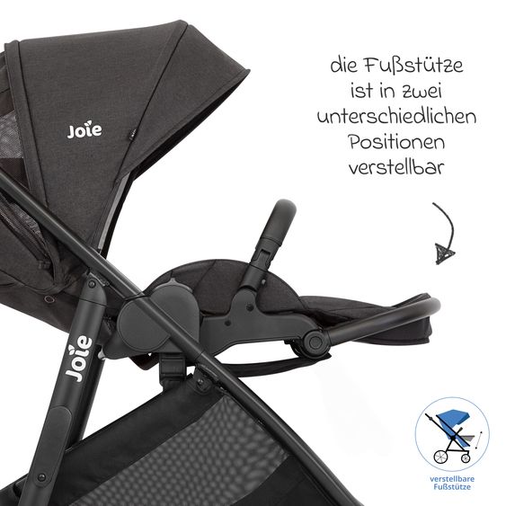 joie 3in1 Kombi-Kinderwagen-Set Versatrax bis 22 kg belastbar mit Babywanne Ramble XL, Babyschale i-Gemm 3, Adapter & Zubehörpaket - Shale
