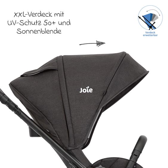 joie 3in1 Kombi-Kinderwagen-Set Versatrax bis 22 kg belastbar mit Babywanne Ramble XL, Babyschale i-Gemm 3, Adapter & Zubehörpaket - Shale