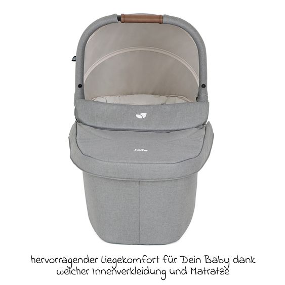 joie 3in1 Kombi-Kinderwagen-Set Versatrax bis 22 kg belastbar mit Babywanne Ramble XL & Babyschale i-Gemm 3 - Pebble