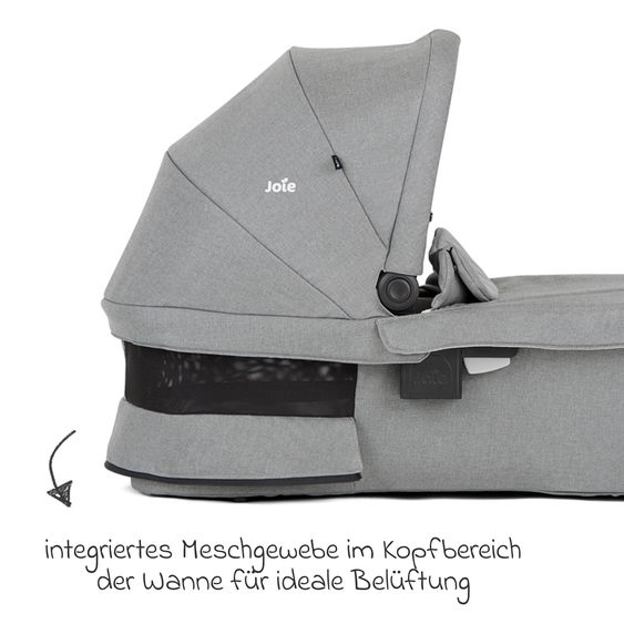 joie 3in1 Kombi-Kinderwagen-Set Versatrax bis 22 kg belastbar mit Babywanne Ramble XL & Babyschale i-Gemm 3 - Pebble