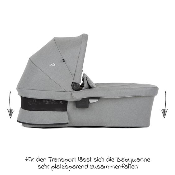 joie 3in1 Kombi-Kinderwagen-Set Versatrax bis 22 kg belastbar mit Babywanne Ramble XL & Babyschale i-Gemm 3 - Pebble