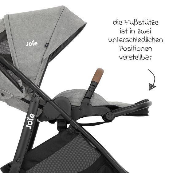 joie 3in1 Kombi-Kinderwagen-Set Versatrax bis 22 kg belastbar mit Babywanne Ramble XL & Babyschale i-Gemm 3 - Pebble
