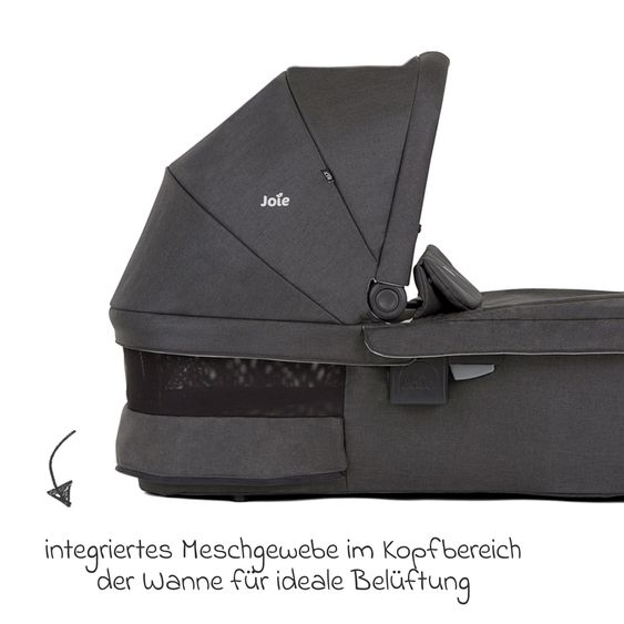 joie 3in1 Kombi-Kinderwagen-Set Versatrax bis 22 kg belastbar mit Babywanne Ramble XL & Babyschale i-Gemm 3 - Shale