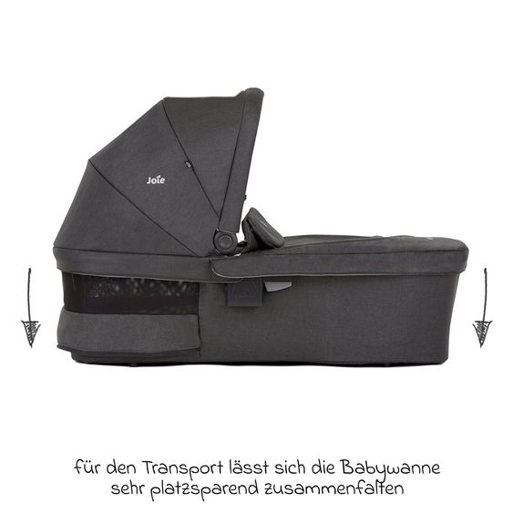 joie 3in1 Kombi-Kinderwagen-Set Versatrax bis 22 kg belastbar mit Babywanne Ramble XL & Babyschale i-Gemm 3 - Shale