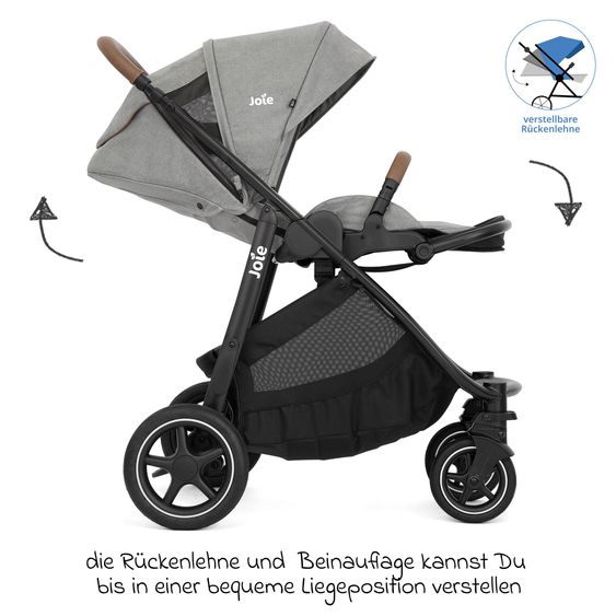 joie 3in1 Kombi-Kinderwagen-Set Versatrax bis 22 kg belastbar mit Babywanne Ramble XL, Babyschale SnugLite, Adapter & Zubehörpaket - Pebble