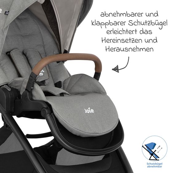 joie 3in1 Kombi-Kinderwagen-Set Versatrax bis 22 kg belastbar mit Babywanne Ramble XL, Babyschale SnugLite, Adapter & Zubehörpaket - Pebble