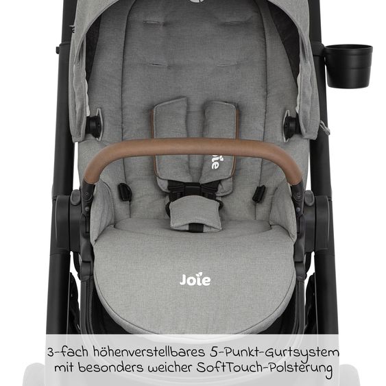 joie 3in1 Kombi-Kinderwagen-Set Versatrax bis 22 kg belastbar mit Babywanne Ramble XL, Babyschale SnugLite, Adapter & Zubehörpaket - Pebble