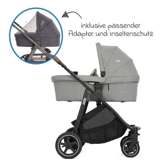 joie 3in1 Kombi-Kinderwagen-Set Versatrax bis 22 kg belastbar mit Babywanne Ramble XL, Babyschale SnugLite, Adapter & Zubehörpaket - Pebble