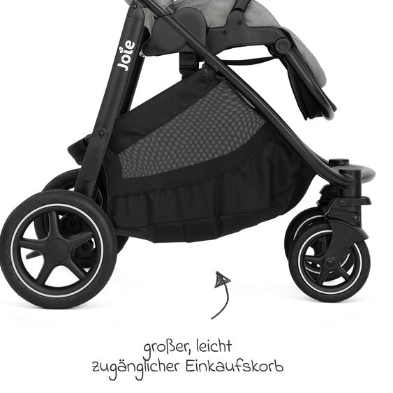 joie 3in1 Kombi-Kinderwagen-Set Versatrax bis 22 kg belastbar mit Babywanne Ramble XL, Babyschale SnugLite, Adapter & Zubehörpaket - Pebble