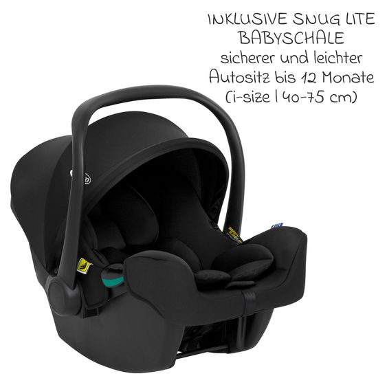 joie Set De Poussette Combinée 3in1 Versatrax Jusqu’à 22 Kg Chargeable avec Nacelle Ramble XL, Siège Auto Bébé SnugLite, Adaptateur & Pack D’Accessoires - Raven